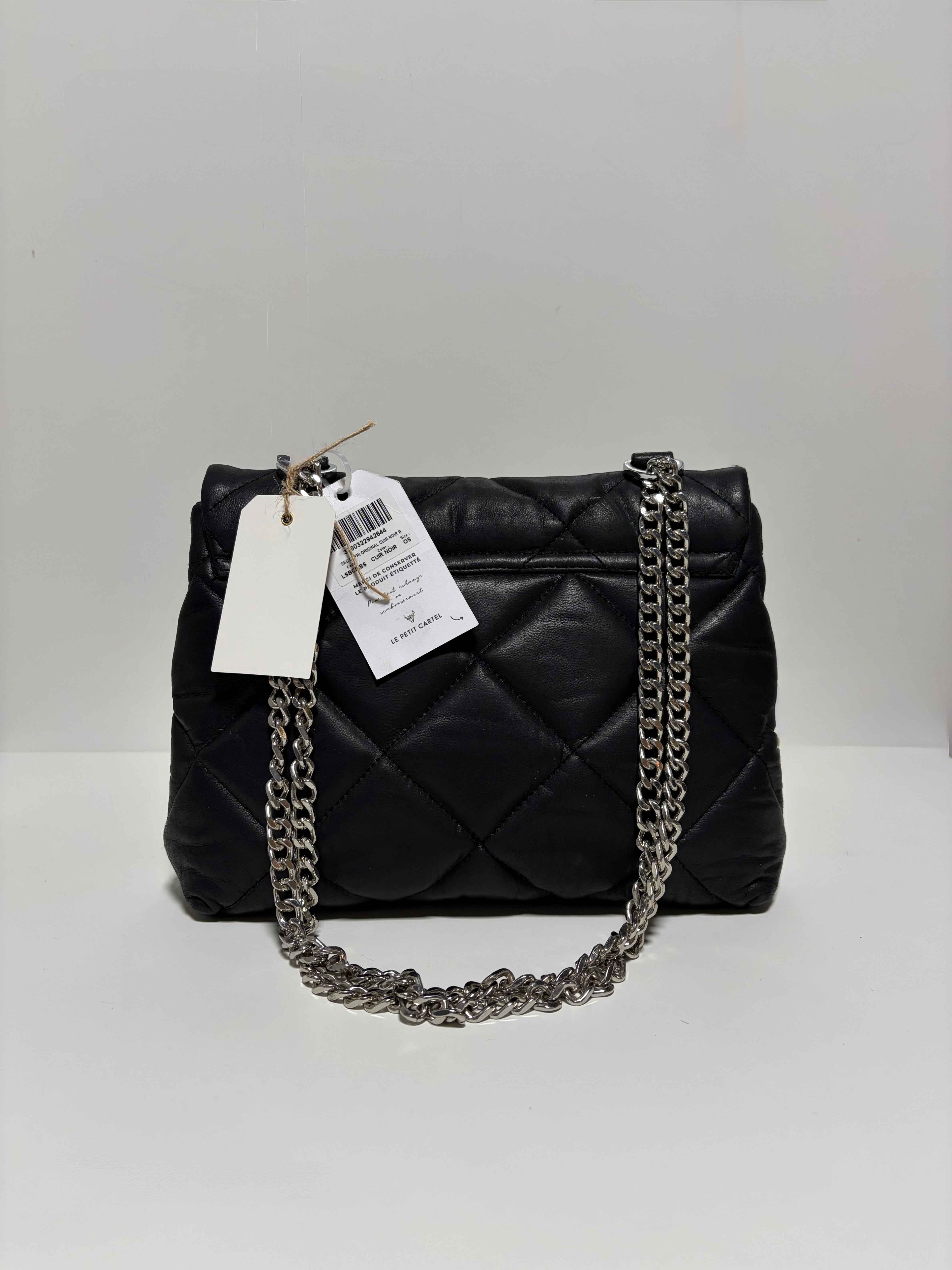 Sac à main en Cuir Noir Matelassé