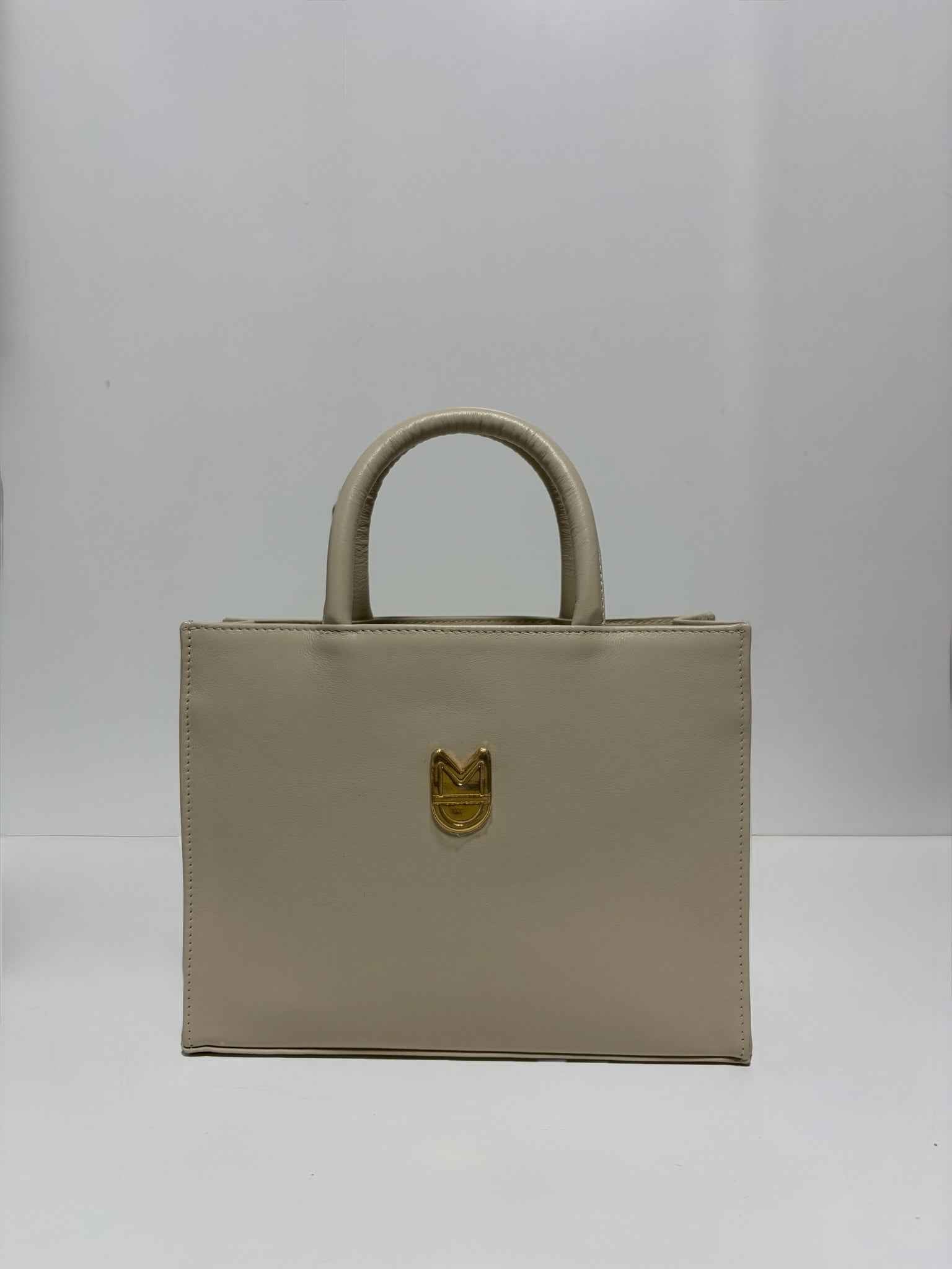 Sac Rigide en Cuir Beige