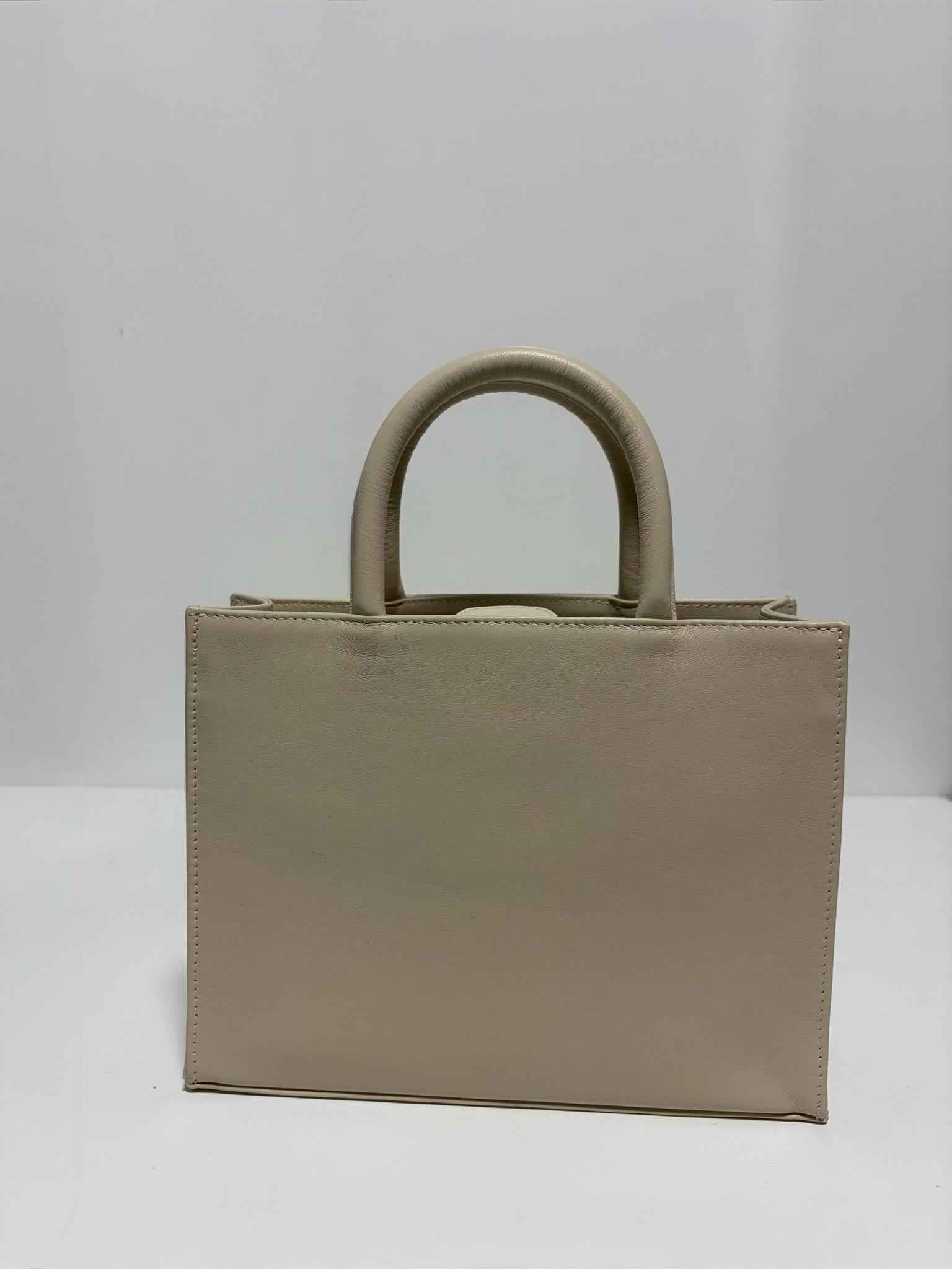Sac Rigide en Cuir Beige