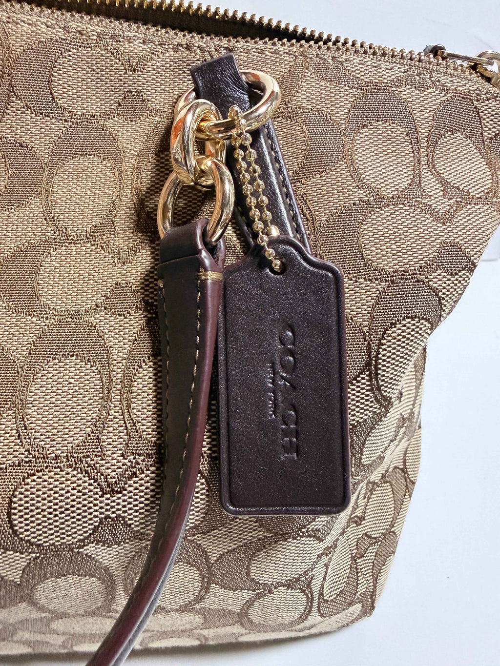 Coach – Sac 26 cm – Toile siglée beige & cuir café