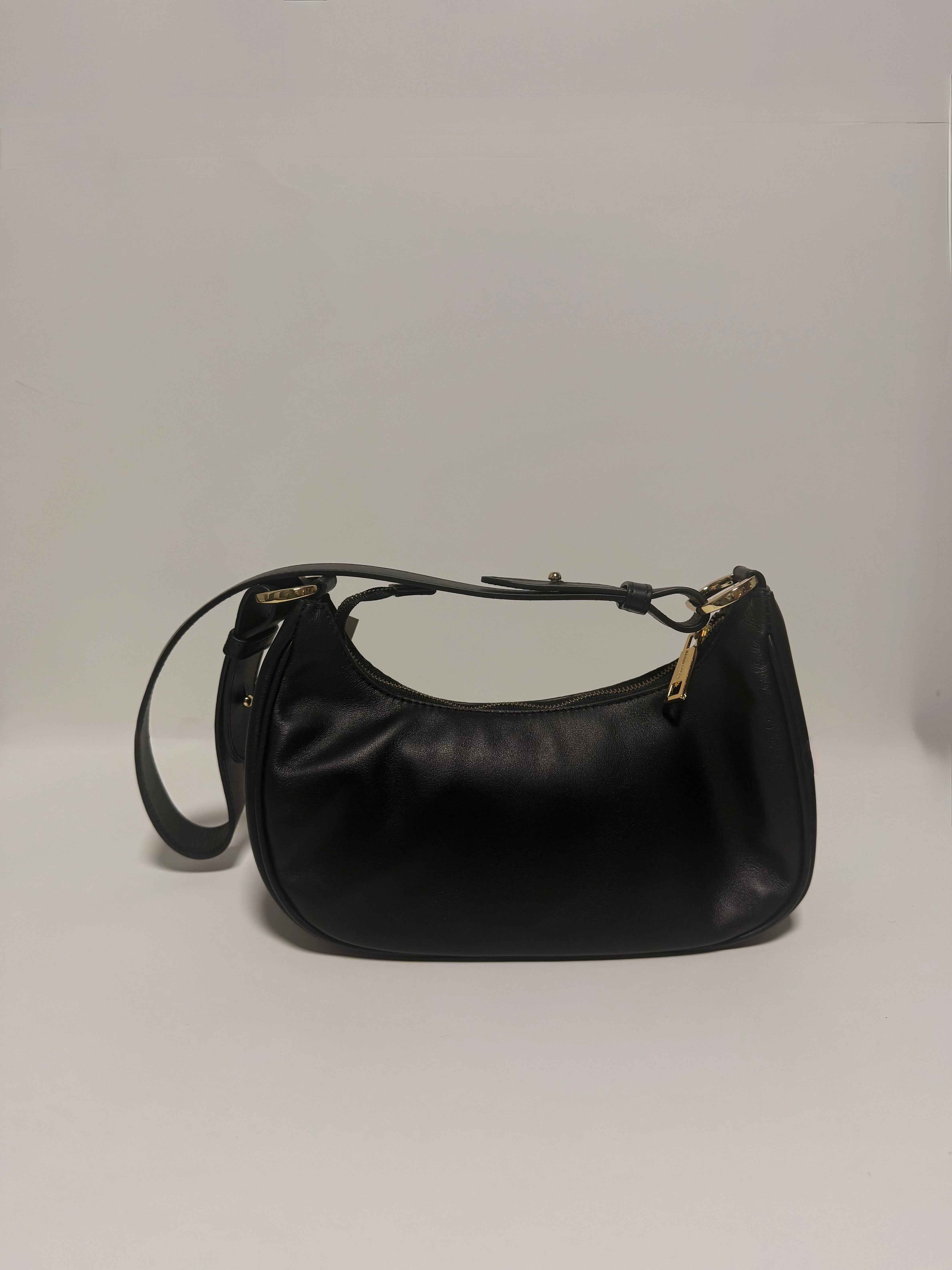 Sac Baguette en Cuir Noir Gold