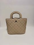 Sac à Poignée en Cuir Beige Matelassé