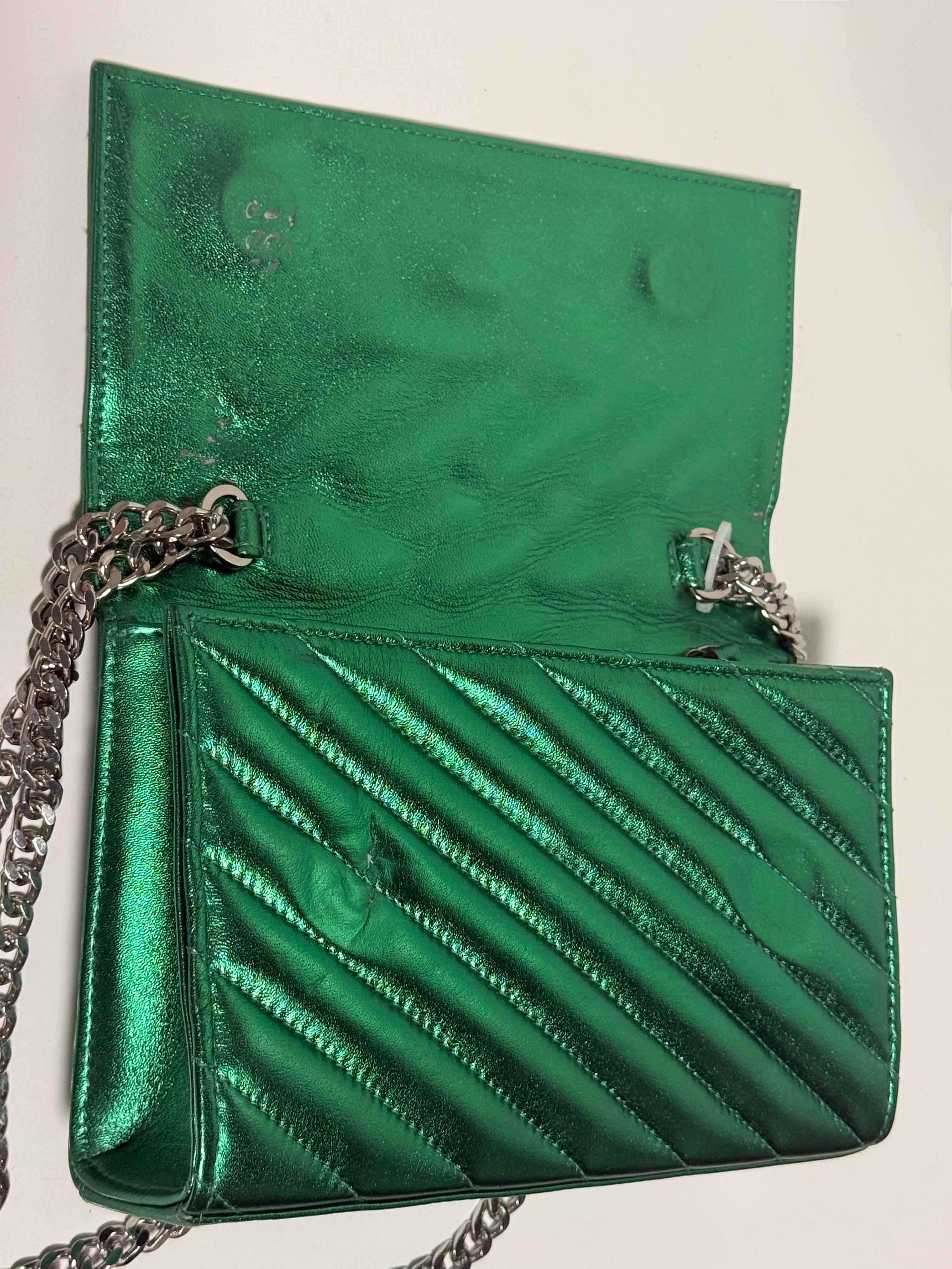 Sac à Main en Cuir Métallique Vert