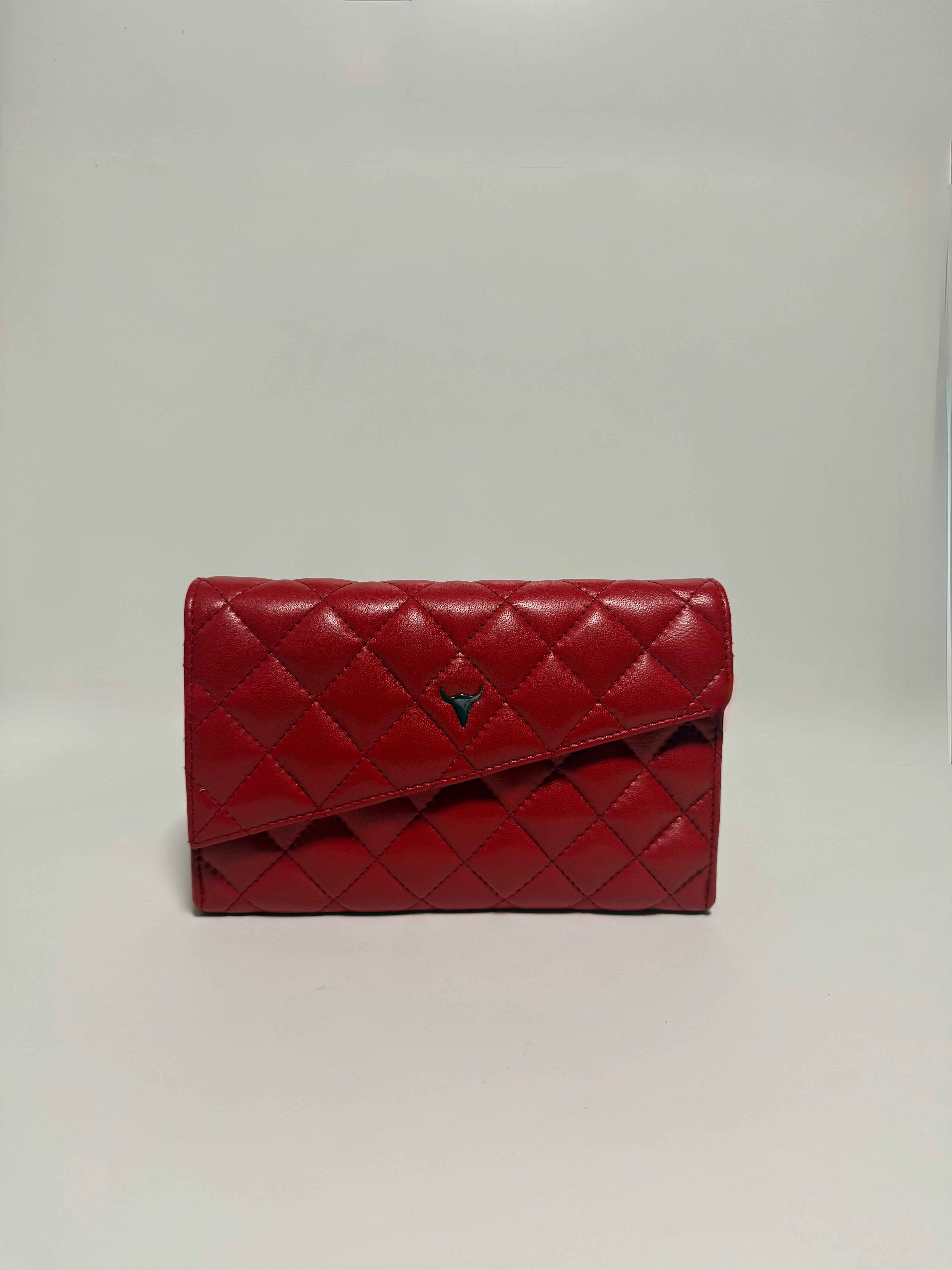 Pochette en Cuir Rouge Mat