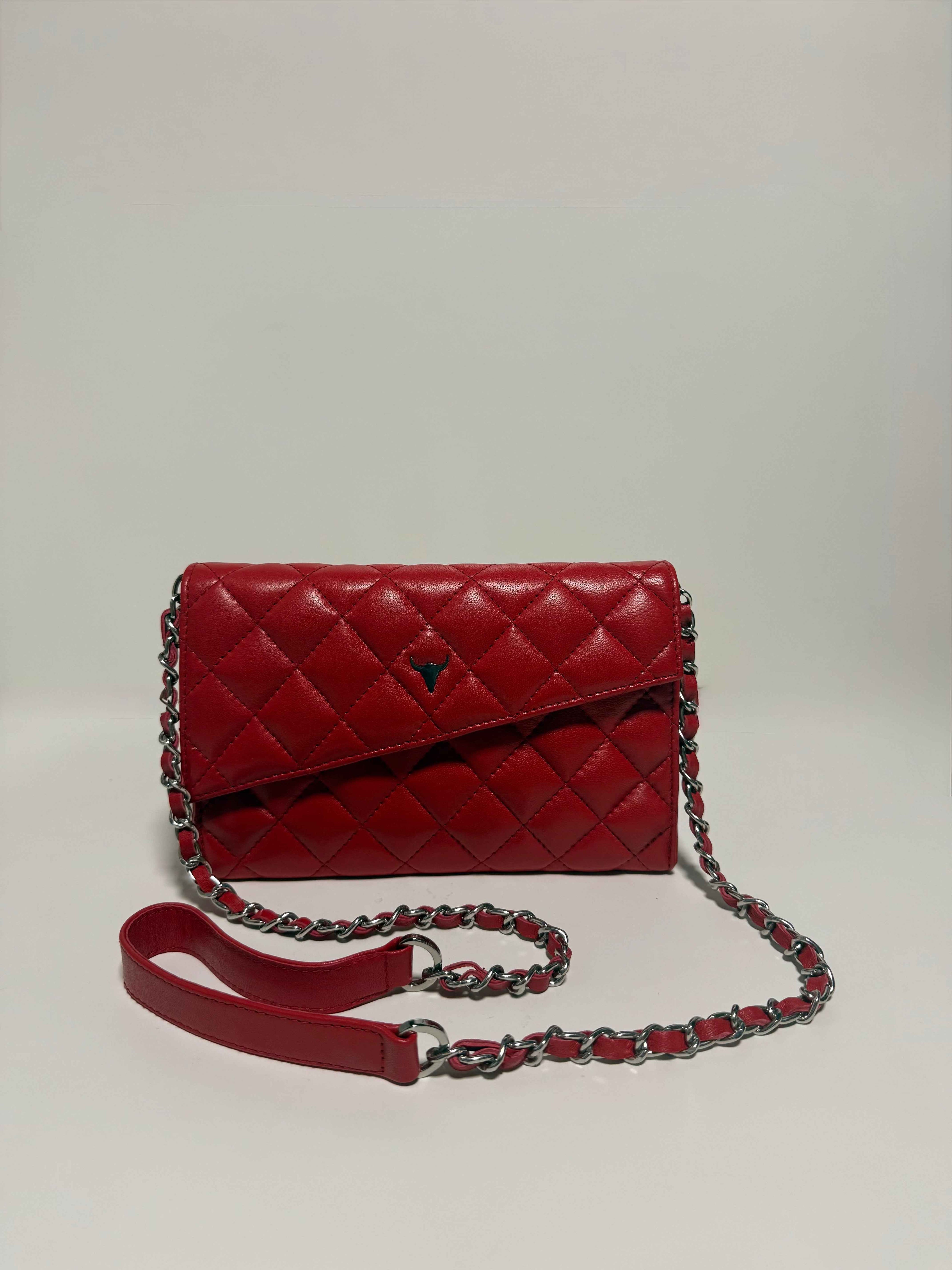 Pochette en Cuir Rouge Mat