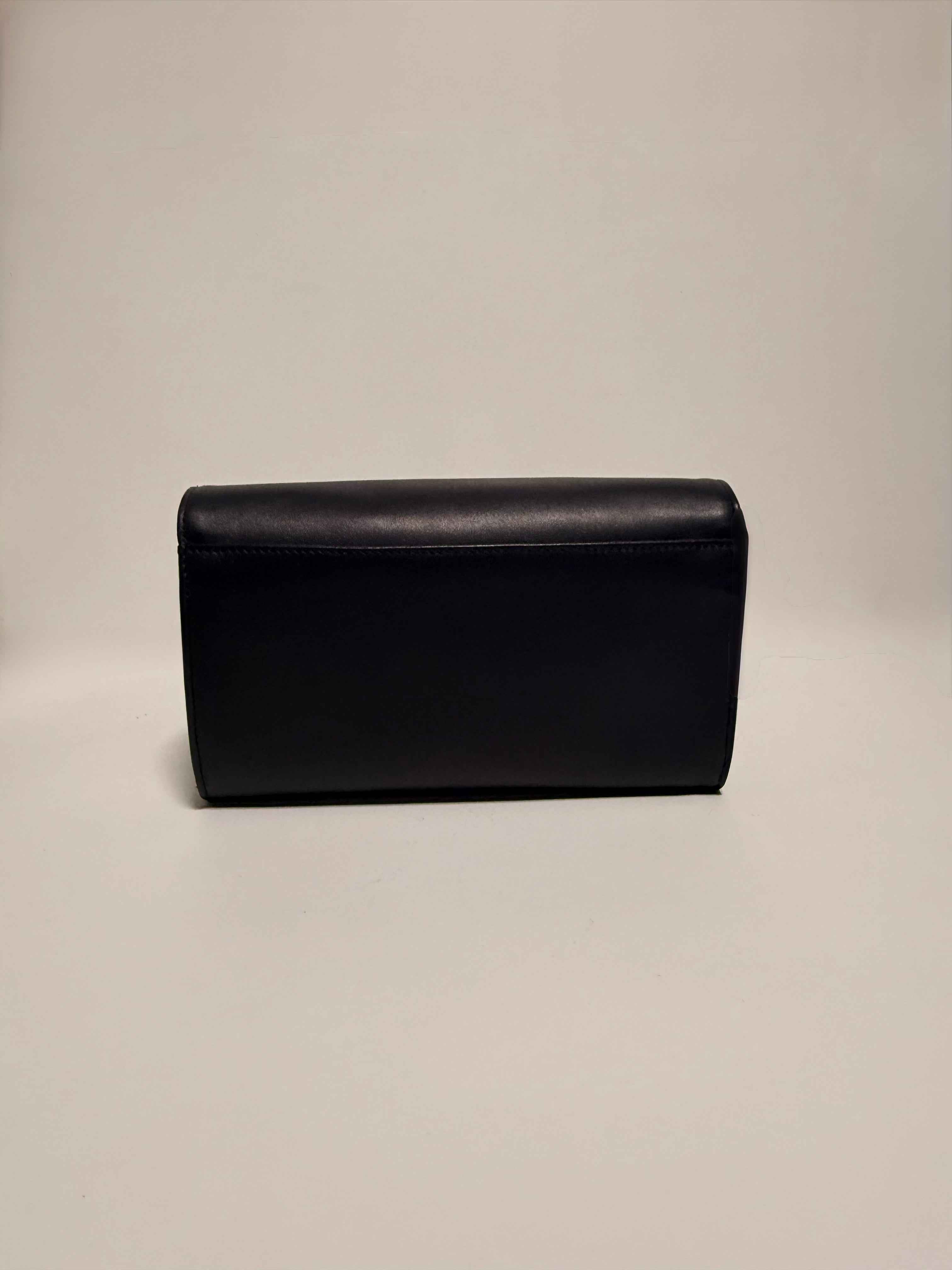 Sac Pochette Cuir Noir Gold