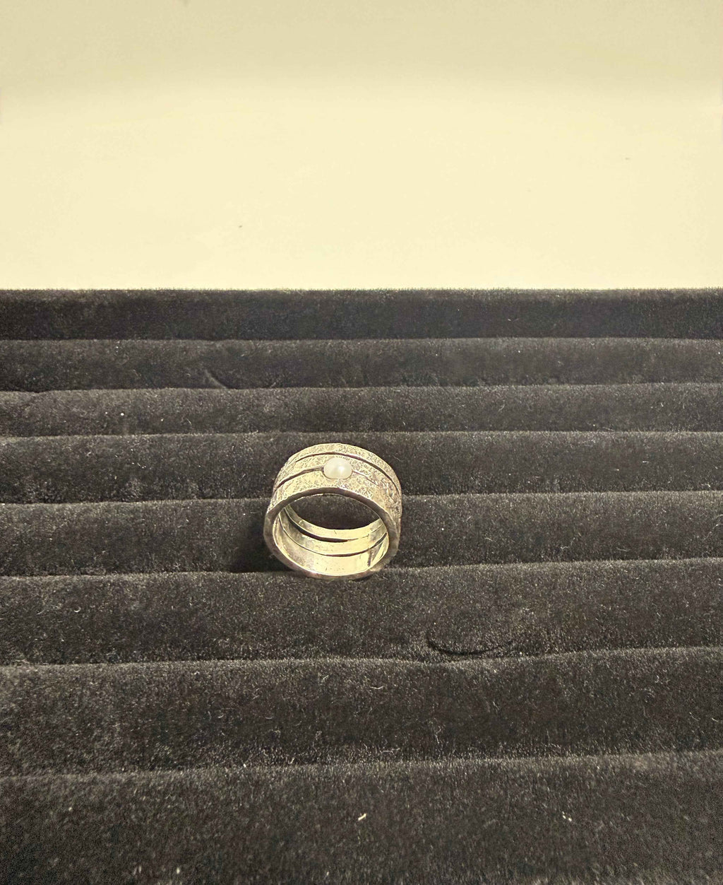 Bague Trio en Argent Massif ornée d'une perle