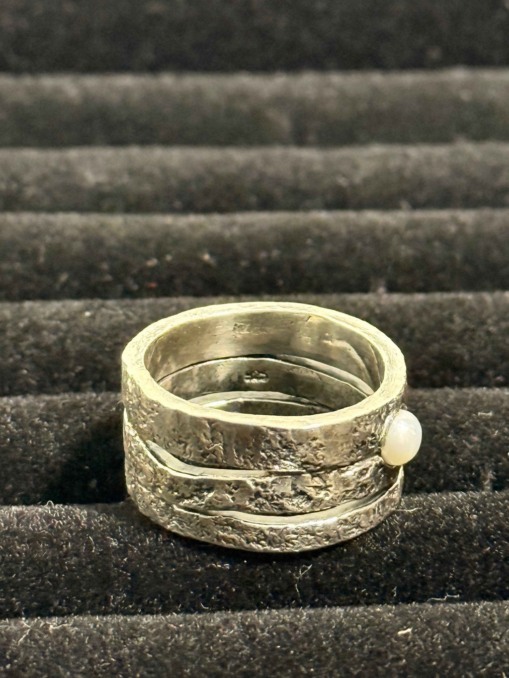 Bague Trio en Argent Massif ornée d'une perle