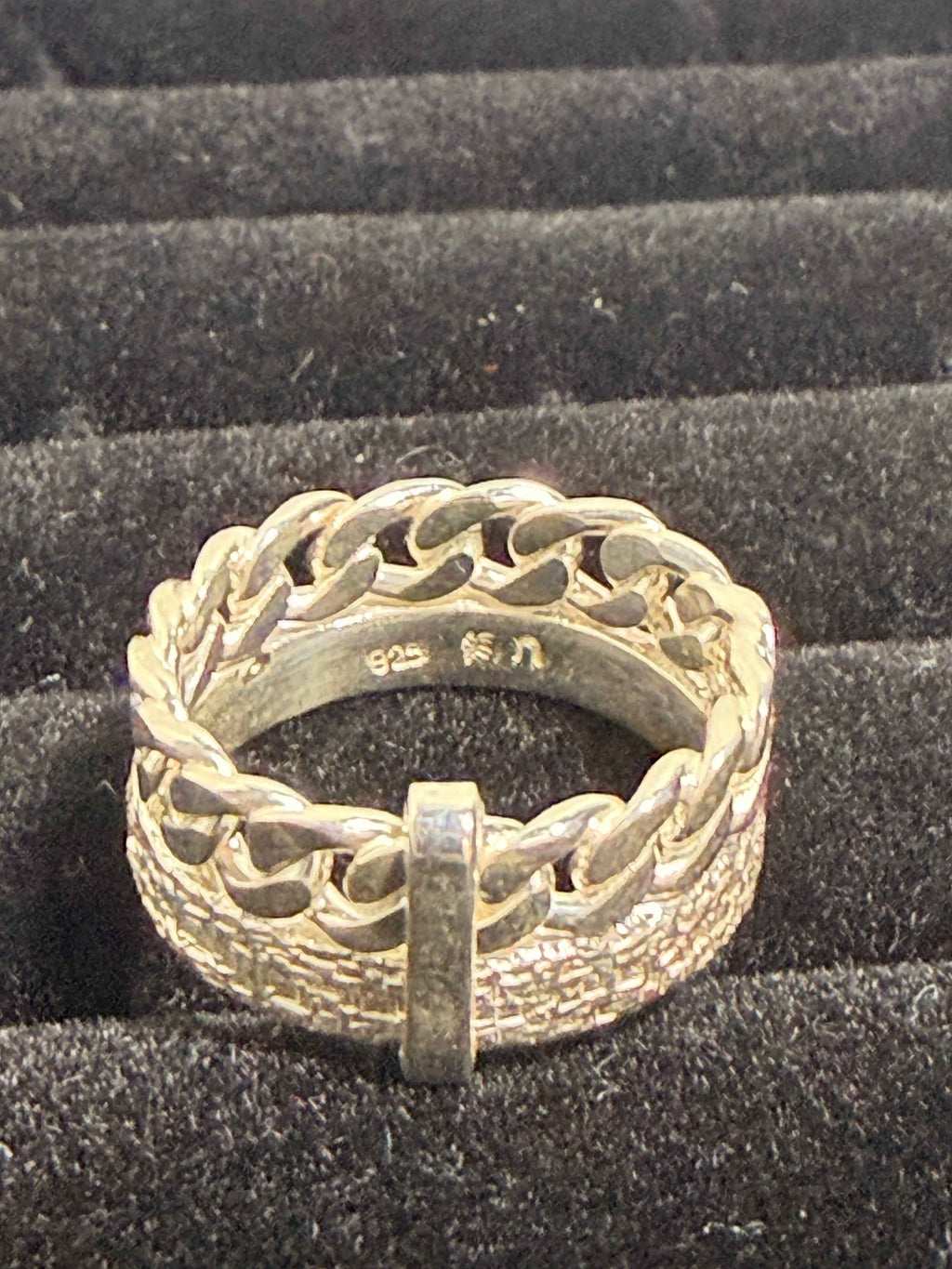 Bague large en argent 925 – Motif chaîne