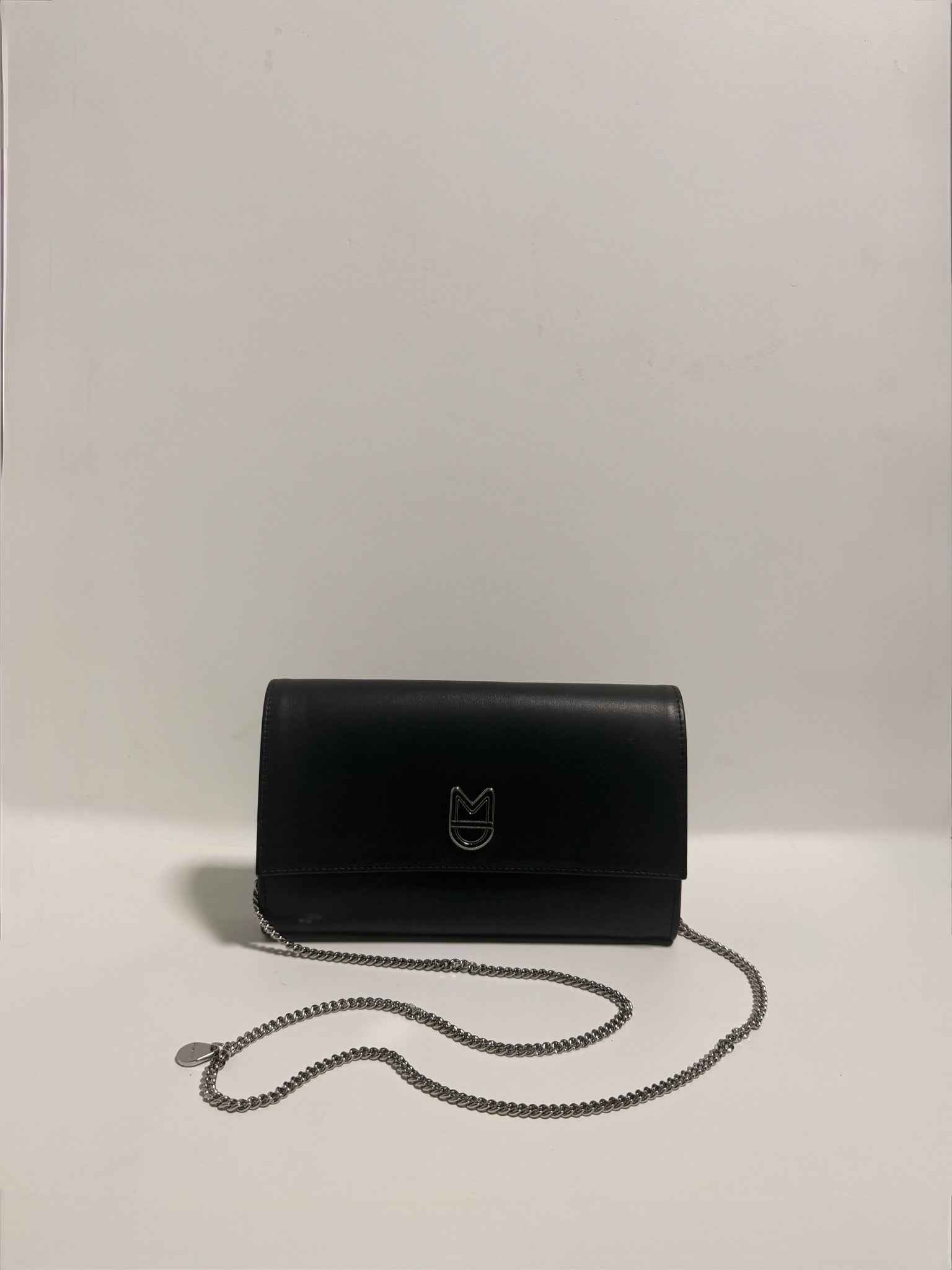 Sac Pochette Cuir Noir Argenté