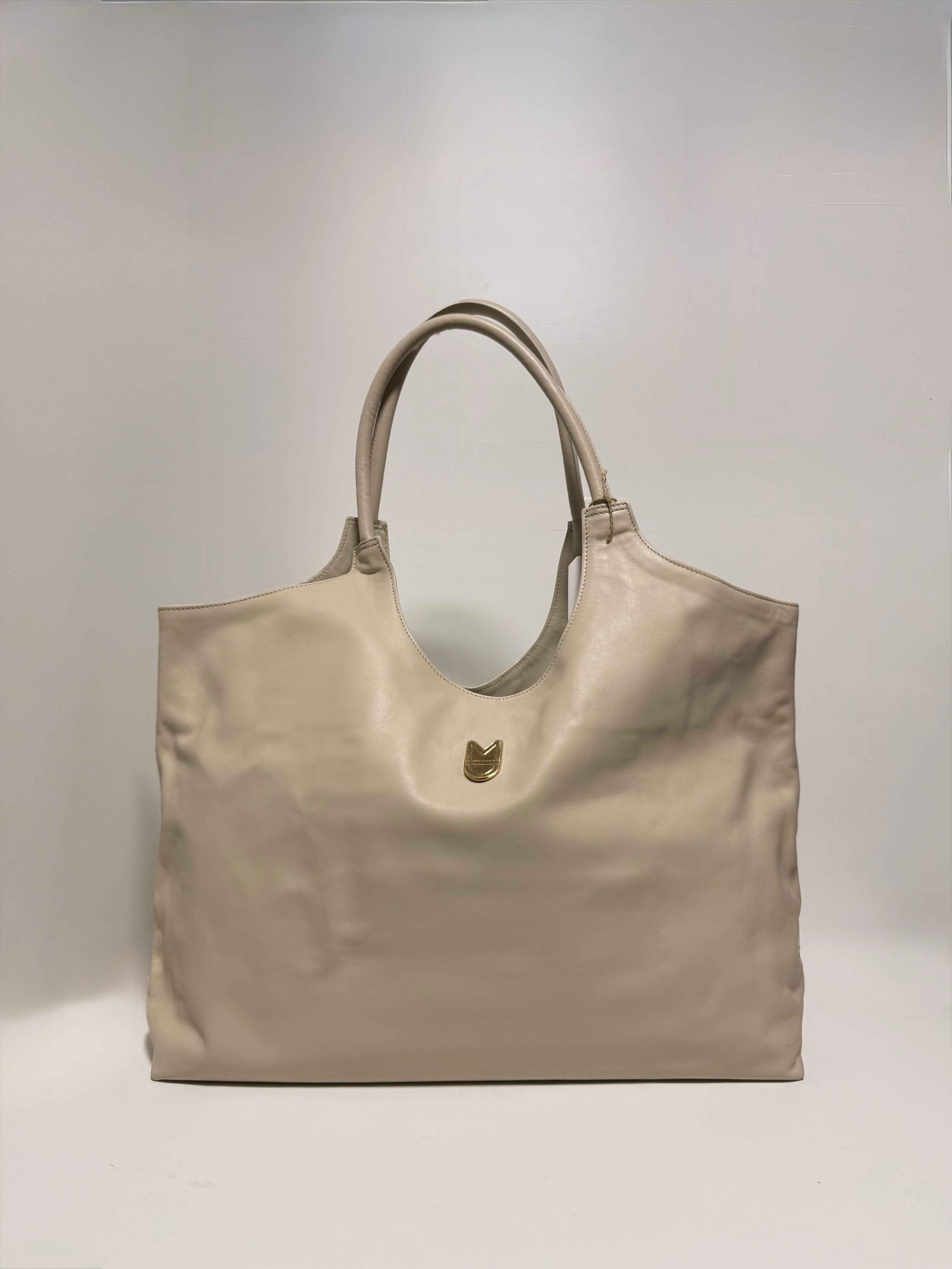 Cabas en Cuir Beige
