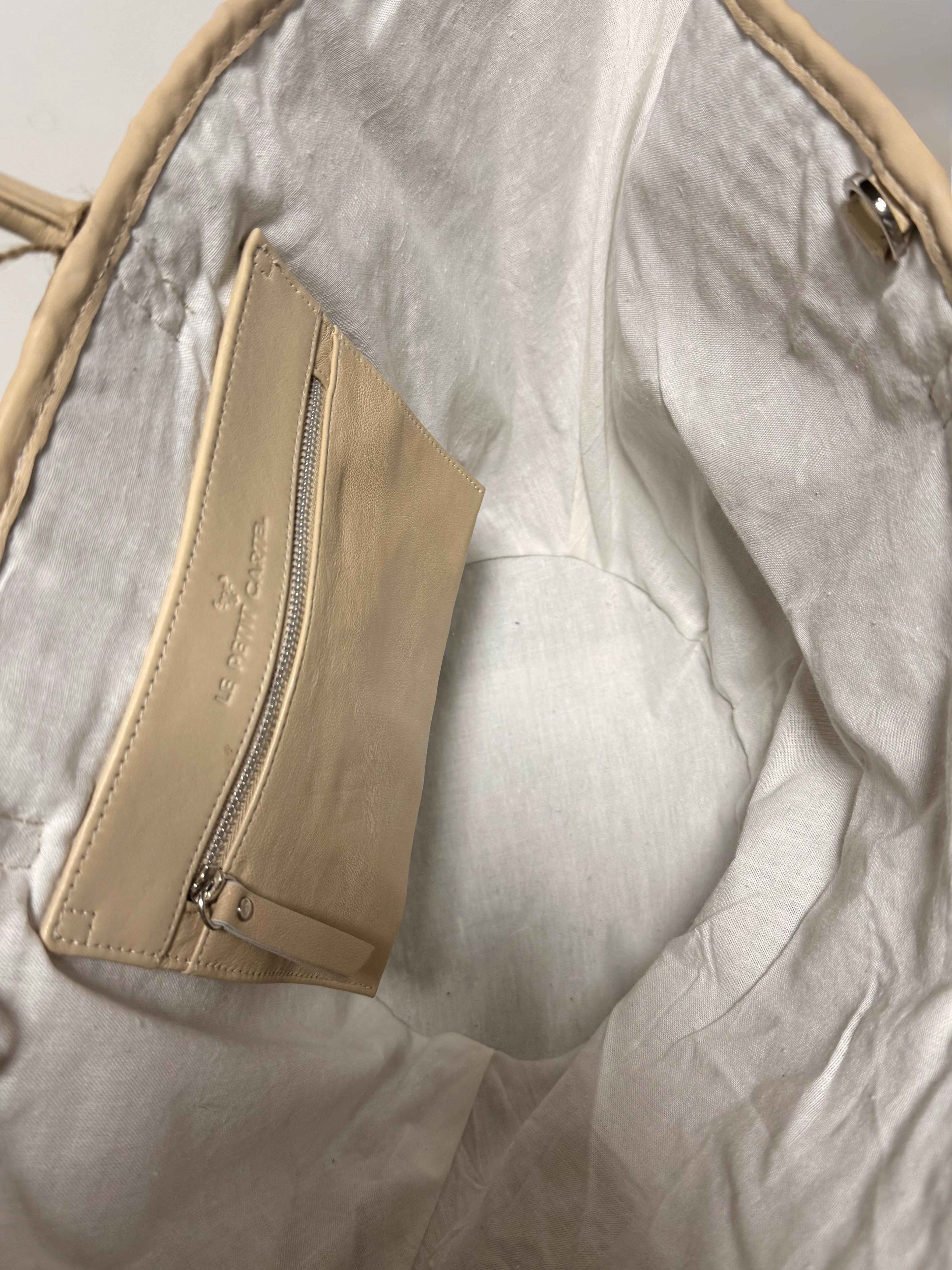 Panier en Raphia Tressé Cuir Beige