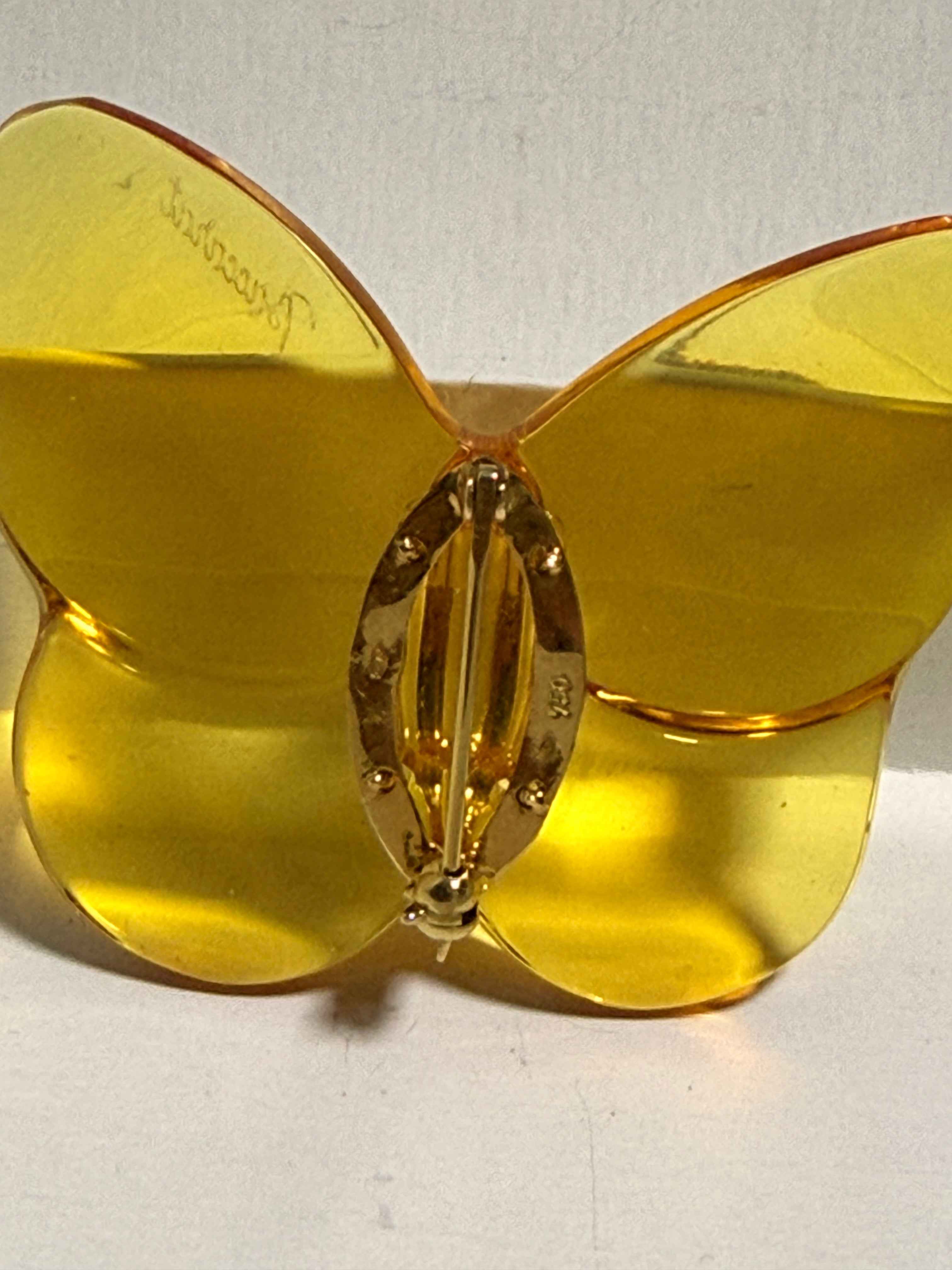 Broche Baccarat Papillon – cristal topaze & or 750
