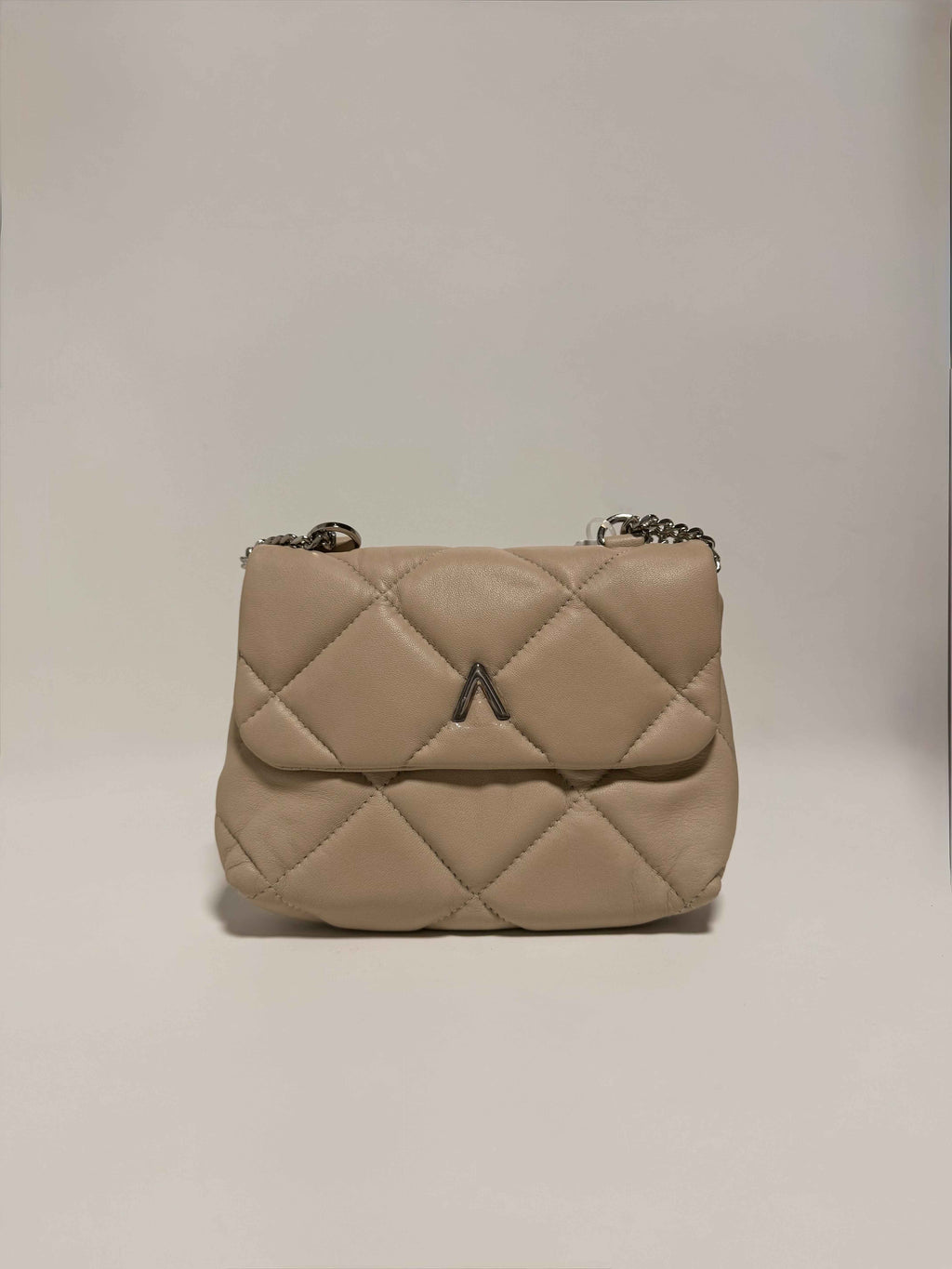 Sac en cuir beige matelassé