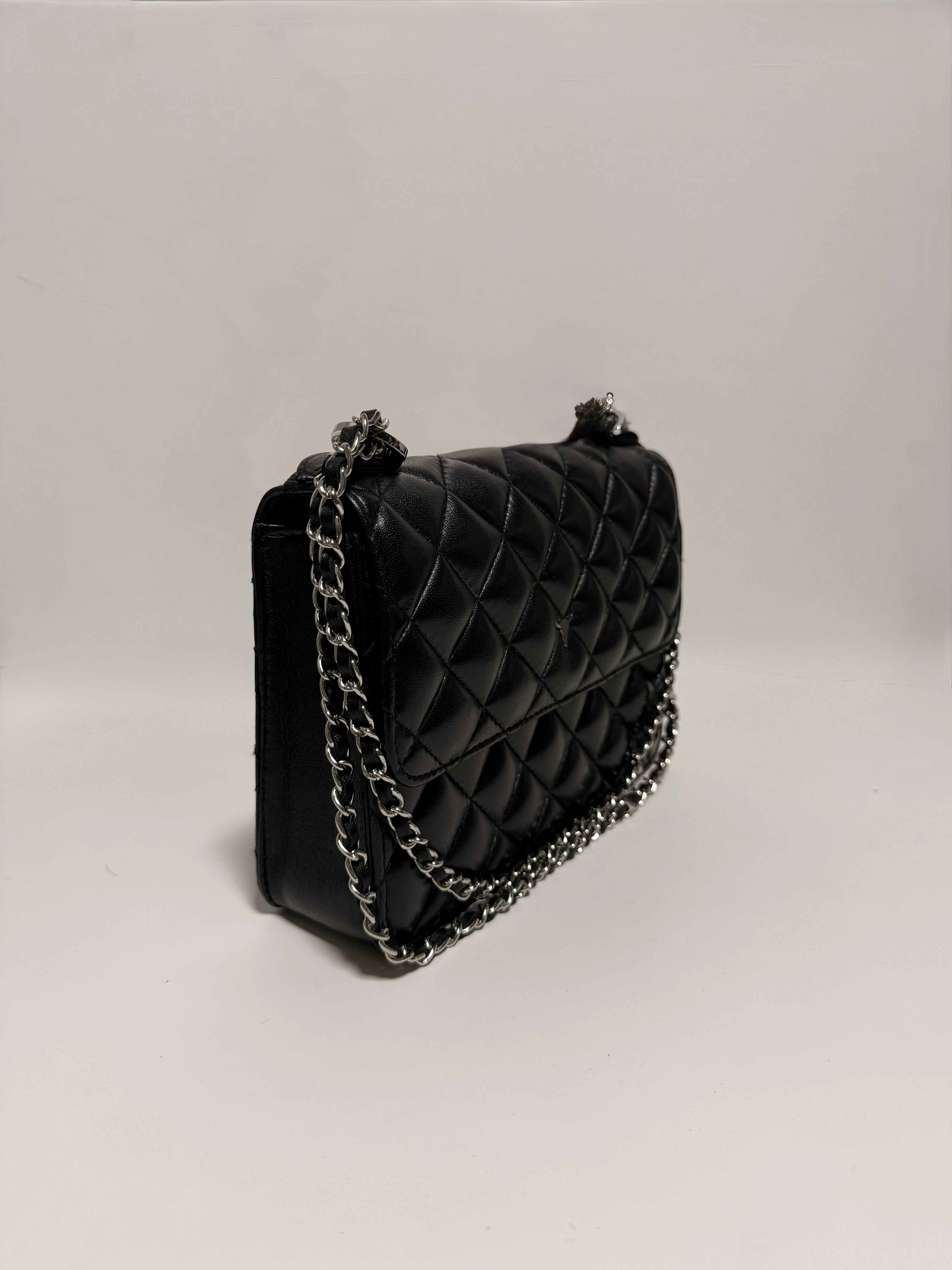 Sac à Main en Cuir Noir Matelassé