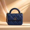 Chanel 12 cm – 2022 – Cuir agneau matelassé bleu marine - Héritage Précieux